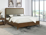 Maderia Upholstered Panel Bed & Bedroom Sets - Mid-Century Walnut Veneer with Felt & Cedar-Lined Drawers, Queen to California King - lifestyle