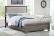 Wright Upholstered Panel Bed & Bedroom Sets - Transitional Brown Oak with Tan Fabric Headboard – view 1