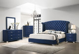 Melody Upholstered Wingback Bed & Bedroom Sets - 5pcs- Eastern King Bed + Nightstand + Dresser + Mirror + Chest