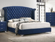 Melody Upholstered Wingback Bed & Bedroom Sets - Pacific Blue Velvet with Chrome Nailhead Trim – view 1