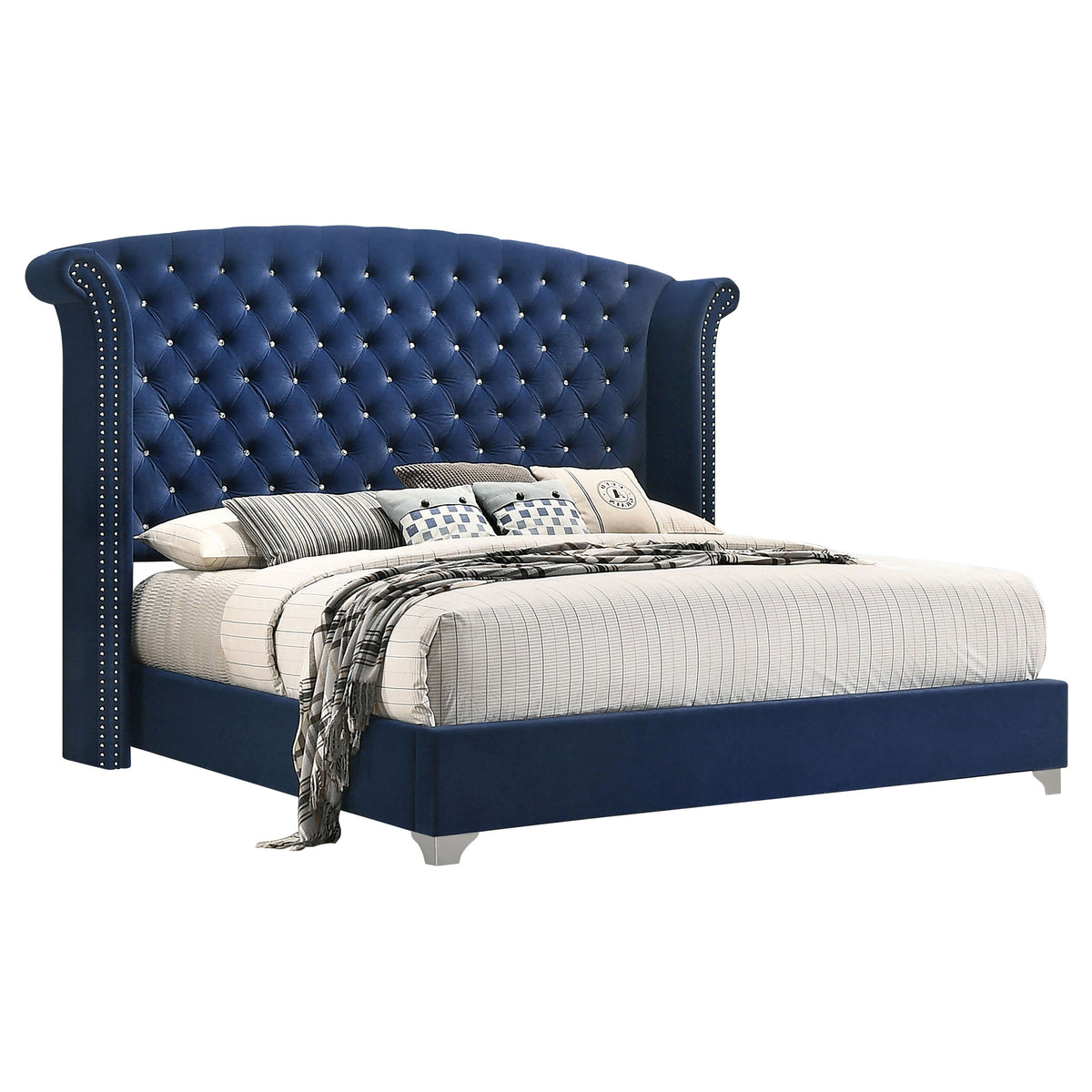 Melody Upholstered Wingback Bed & Bedroom Sets - Queen Wingback Bed Only