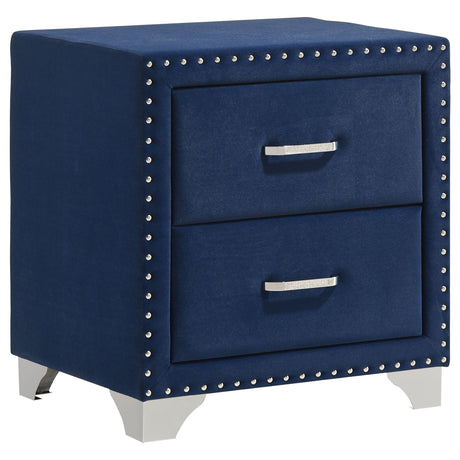 Melody Upholstered Wingback Bed & Bedroom Sets - 2-Drawer Nightstand