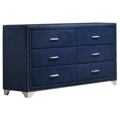 Melody Upholstered Wingback Bed & Bedroom Sets - 6-Drawer Dresser
