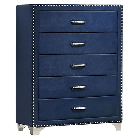 Melody Upholstered Wingback Bed & Bedroom Sets - 5-Drawer Chest