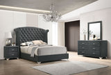 Melody Velvet Wingback Bed & Bedroom Sets - 4pcs- California King Bed + Dresser + Mirror + Nightstand