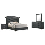 Melody Velvet Wingback Bed & Bedroom Sets - Button Tufting with Chrome Nailhead Trim in Grey, Queen to California King – view 19
