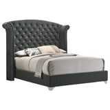 Melody Velvet Wingback Bed & Bedroom Sets - Button Tufting with Chrome Nailhead Trim in Grey, Queen to California King – view 20