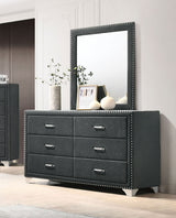 Melody Velvet Wingback Bed & Bedroom Sets - Button Tufting with Chrome Nailhead Trim in Grey, Queen to California King - lifestyle