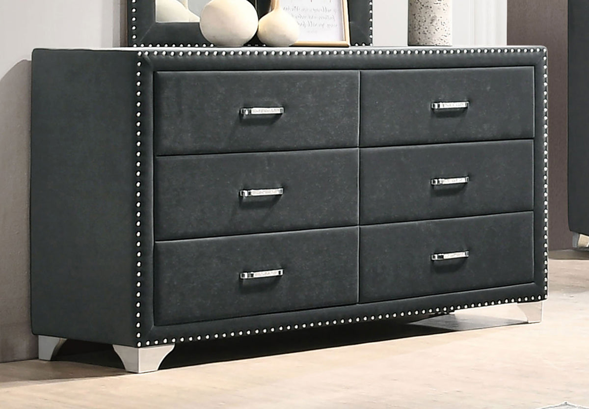 Melody Velvet Wingback Bed & Bedroom Sets - Button Tufting with Chrome Nailhead Trim in Grey, Queen to California King - lifestyle
