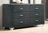 Melody Velvet Wingback Bed & Bedroom Sets - Button Tufting with Chrome Nailhead Trim in Grey, Queen to California King - lifestyle