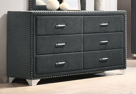 Melody Velvet Wingback Bed & Bedroom Sets - Button Tufting with Chrome Nailhead Trim in Grey, Queen to California King - lifestyle
