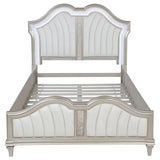 Evangeline Double Arch LED Panel Bed & Bedroom Sets - Silver Oak Glam with Ivory Chenille Tufting – view 18