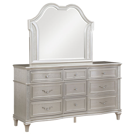 Evangeline Double Arch LED Panel Bed & Bedroom Sets - 9-Drawer Dresser + Mirror