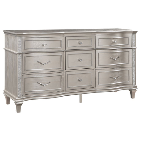 Evangeline Double Arch LED Panel Bed & Bedroom Sets - 9-Drawer Dresser