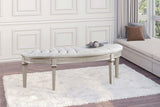 Evangeline Double Arch LED Panel Bed & Bedroom Sets - Silver Oak Glam with Ivory Chenille Tufting - lifestyle