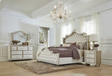 Antonella Upholstered Panel Bed & Bedroom Sets - French Provincial Tufting with Crystal Buttons in Ivory & Camel – view 17