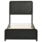 Cavelle Upholstered Panel Bed & Bedroom Sets - Charcoal Chenille Headboard with Burnished Black Frame & Brass Knobs – view 19