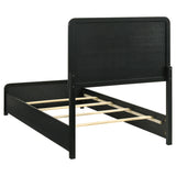 Cavelle Upholstered Panel Bed & Bedroom Sets - Charcoal Chenille Headboard with Burnished Black Frame & Brass Knobs – view 20