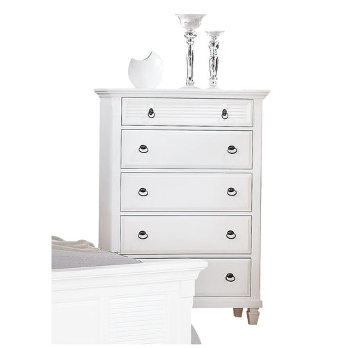 Merivale 5-Drawer Chest - Beveled Drawer Fronts & Ball-Bearing Glides in White