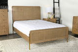 Arini Panel Bed & Bedroom Sets - Cream Upholstered or Natural Cane Bed in Sand Wash with Aged Brass Accents - lifestyle