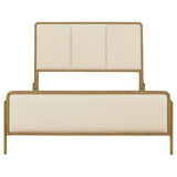 Arini Panel Bed & Bedroom Sets - Cream Upholstered or Natural Cane Bed in Sand Wash with Aged Brass Accents