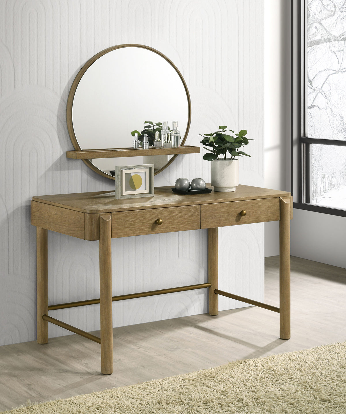 Arini Bedroom Storage & Vanity Collection - Sand Wash Dresser, Chest, Nightstand, Mirrors & Vanity Set - lifestyle