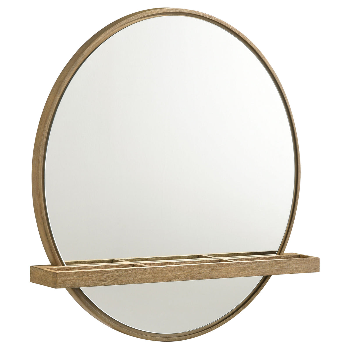 Arini Bedroom Storage & Vanity Collection - Round Vanity Mirror with Shelf