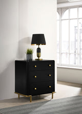 Arini Bedroom Storage & Vanity Collection - Dresser, Chest, Nightstand, Mirrors & Vanity in Black with Aged Brass - lifestyle