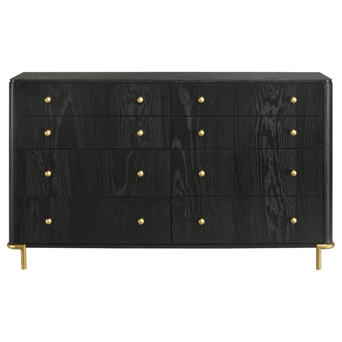Arini Bedroom Storage & Vanity Collection - Dresser, Chest, Nightstand, Mirrors & Vanity in Black with Aged Brass – view 18
