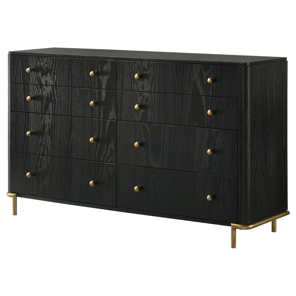 Arini Bedroom Storage & Vanity Collection - Dresser, Chest, Nightstand, Mirrors & Vanity in Black with Aged Brass – view 19
