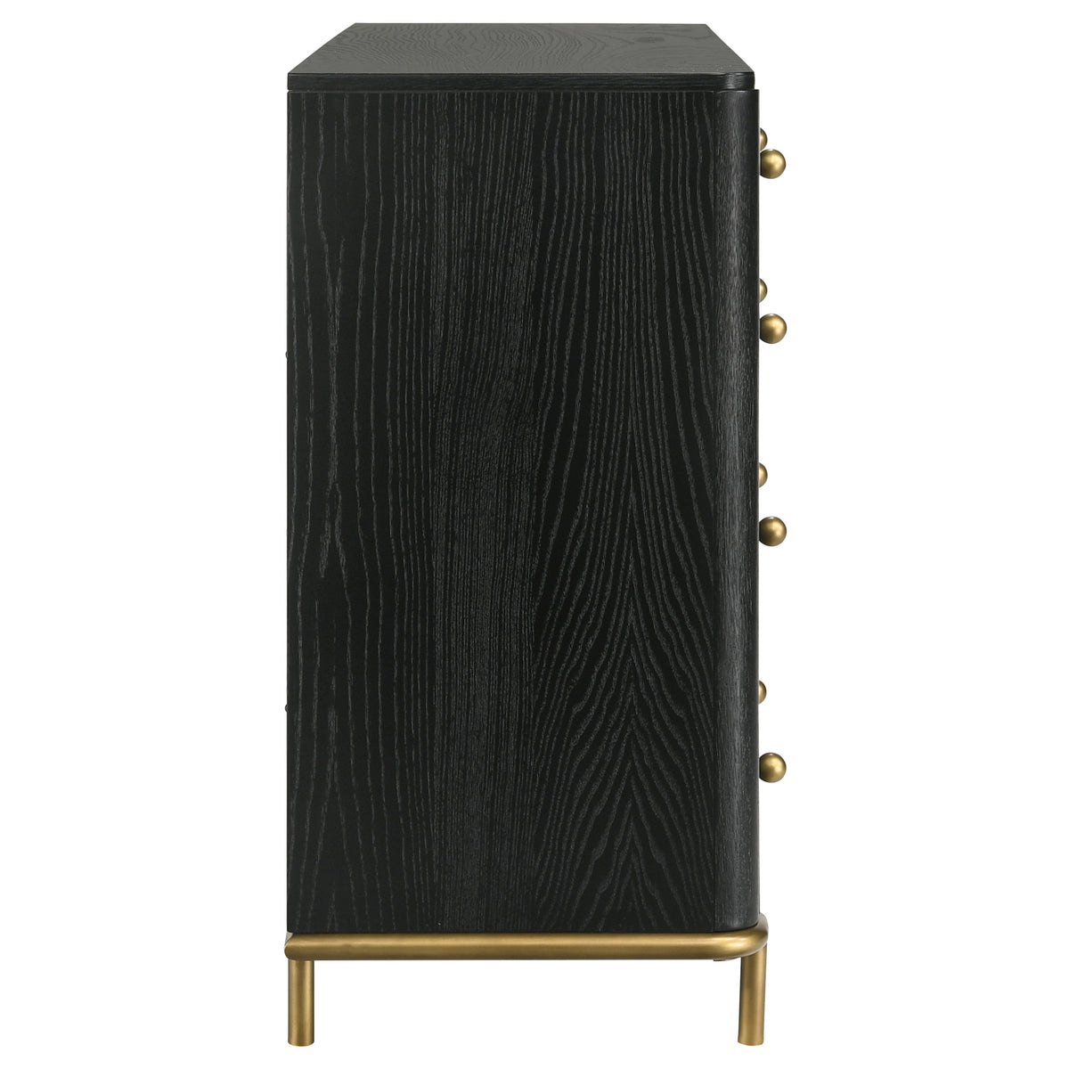Arini Bedroom Storage & Vanity Collection - Dresser, Chest, Nightstand, Mirrors & Vanity in Black with Aged Brass