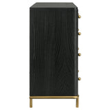 Arini Bedroom Storage & Vanity Collection - Dresser, Chest, Nightstand, Mirrors & Vanity in Black with Aged Brass