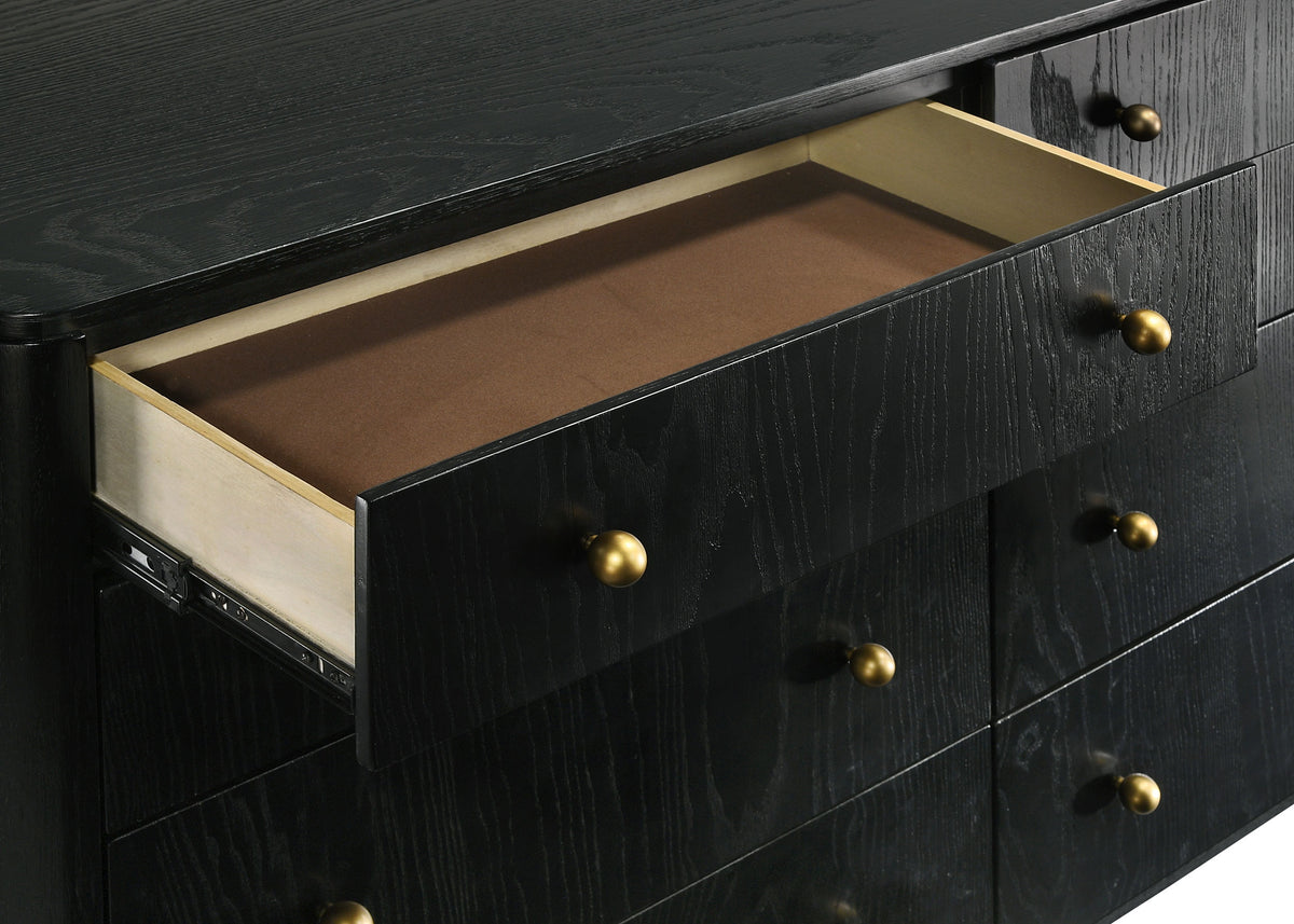 Arini Bedroom Storage & Vanity Collection - Dresser, Chest, Nightstand, Mirrors & Vanity in Black with Aged Brass