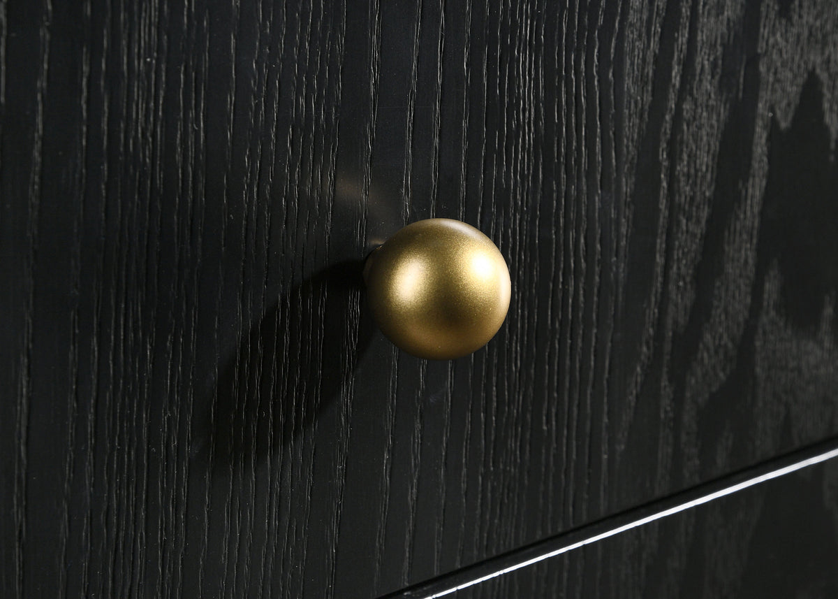 Arini Bedroom Storage & Vanity Collection - Dresser, Chest, Nightstand, Mirrors & Vanity in Black with Aged Brass