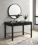 Arini Bedroom Storage & Vanity Collection - Dresser, Chest, Nightstand, Mirrors & Vanity in Black with Aged Brass - lifestyle