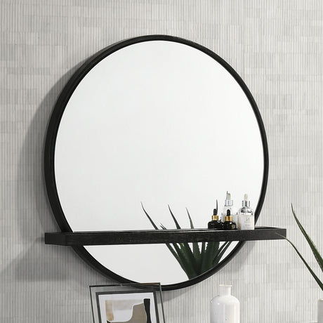 Arini Bedroom Storage & Vanity Collection - Dresser, Chest, Nightstand, Mirrors & Vanity in Black with Aged Brass - lifestyle