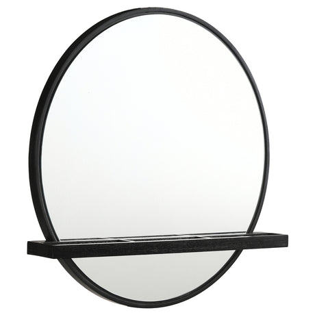 Arini Bedroom Storage & Vanity Collection - Round Vanity Wall Mirror with Shelf