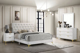 Kendall Diamond-Tufted Upholstered Bed & Bedroom Sets - California King, 4pcs- Bed + Nightstand + Dresser + Mirror