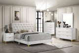 Kendall Diamond-Tufted Upholstered Bed & Bedroom Sets - Queen, 5pcs- Bed + Nightstand + Dresser + Mirror + Chest