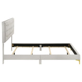 Kendall Diamond-Tufted Upholstered Bed & Bedroom Sets - Modern Glam White with Gold Accents, Queen to Cal King