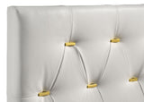 Kendall Diamond-Tufted Upholstered Bed & Bedroom Sets - Modern Glam White with Gold Accents, Queen to Cal King