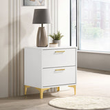 Kendall Diamond-Tufted Upholstered Bed & Bedroom Sets - Modern Glam White with Gold Accents, Queen to Cal King - lifestyle