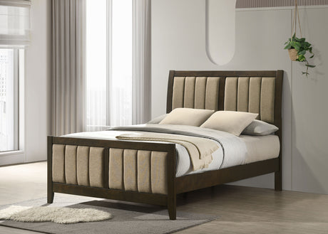 Wilkes Channel-Tufted Upholstered Panel Bed & Bedroom Sets - Dark Cocoa with Brown Fabric, Twin to California King - lifestyle