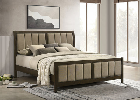Wilkes Channel-Tufted Upholstered Panel Bed & Bedroom Sets - Dark Cocoa with Brown Fabric, Twin to California King - lifestyle