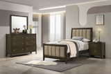 Wilkes Channel-Tufted Upholstered Panel Bed & Bedroom Sets - 4pcs- Twin Bed + Nightstand + Dresser + Mirror