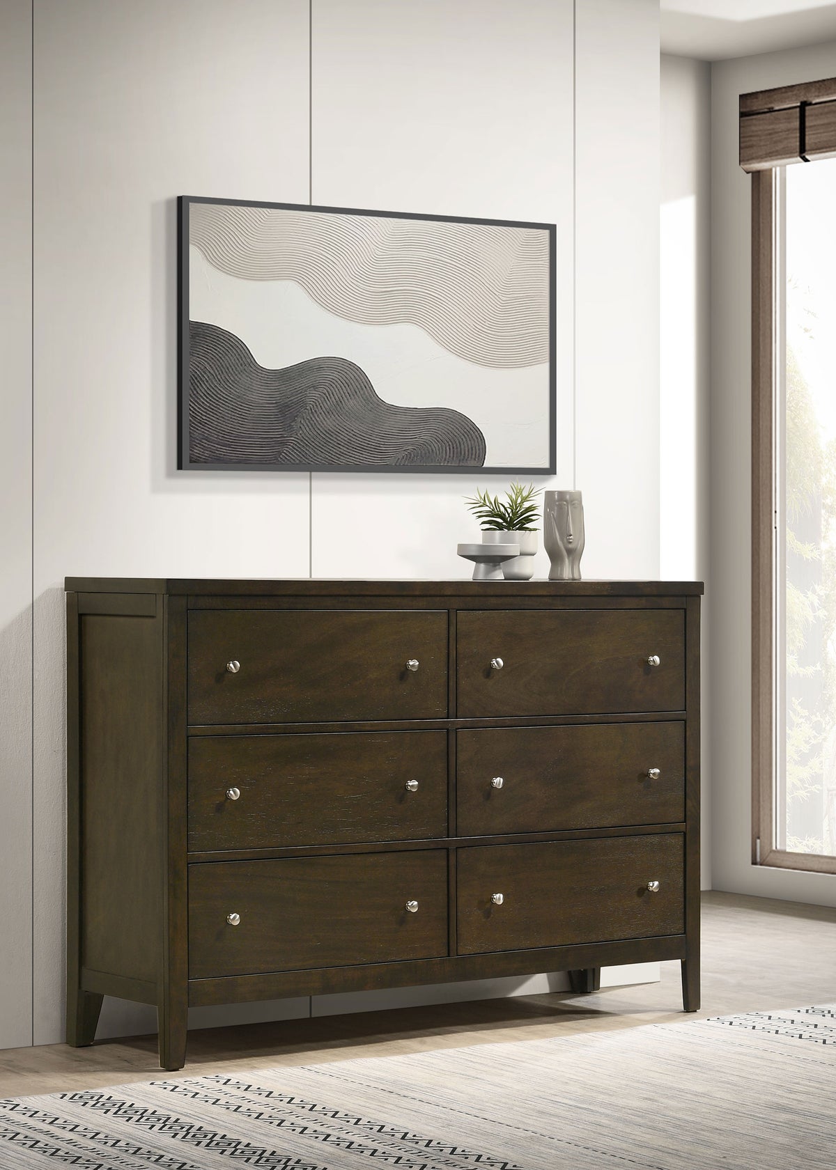 Wilkes Channel-Tufted Upholstered Panel Bed & Bedroom Sets - Dark Cocoa with Brown Fabric, Twin to California King - lifestyle