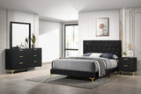 Kendall Diamond-Tufted Velvet Panel Bed & Bedroom Sets - 4pcs- Eastern King Bed + Nightstand + Dresser + Mirror