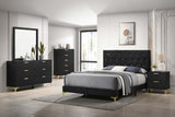 Kendall Diamond-Tufted Velvet Panel Bed & Bedroom Sets - 5pcs- Queen Bed + Nightstand + Dresser + Mirror + Chest