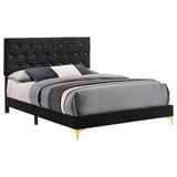 Kendall Diamond-Tufted Velvet Panel Bed & Bedroom Sets - Glam Black with Gold Accents, Queen & King