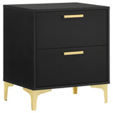 Kendall Diamond-Tufted Velvet Panel Bed & Bedroom Sets - 2-Drawer Nightstand